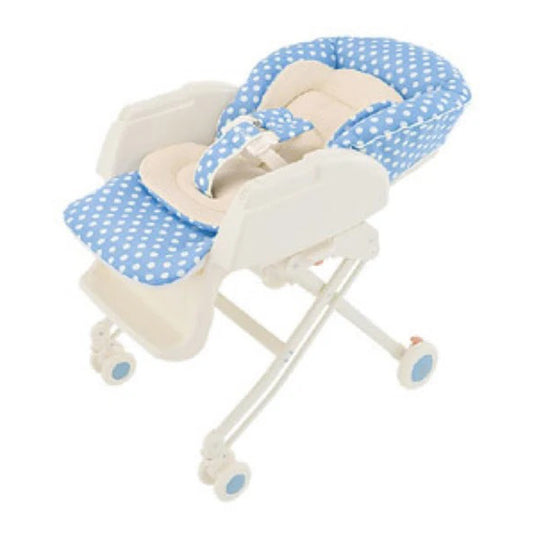 【6ヶ月レンタル割引中】ハイローベッド&チェア ニューボーン ベビーブルードット アップリカ(Aprica) 手動 ハイローチェア・ベビーラック【レンタル|布団付き】