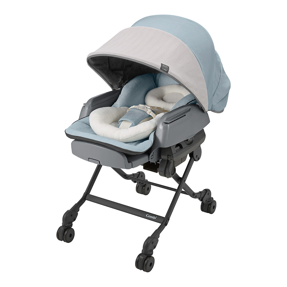 【レンタル延長】ホワイトレーベル ネムリラ AUTO SWING BEDi Long スリープシェル EG ミンティブルー コンビ(Combi) 電動ベビーラック