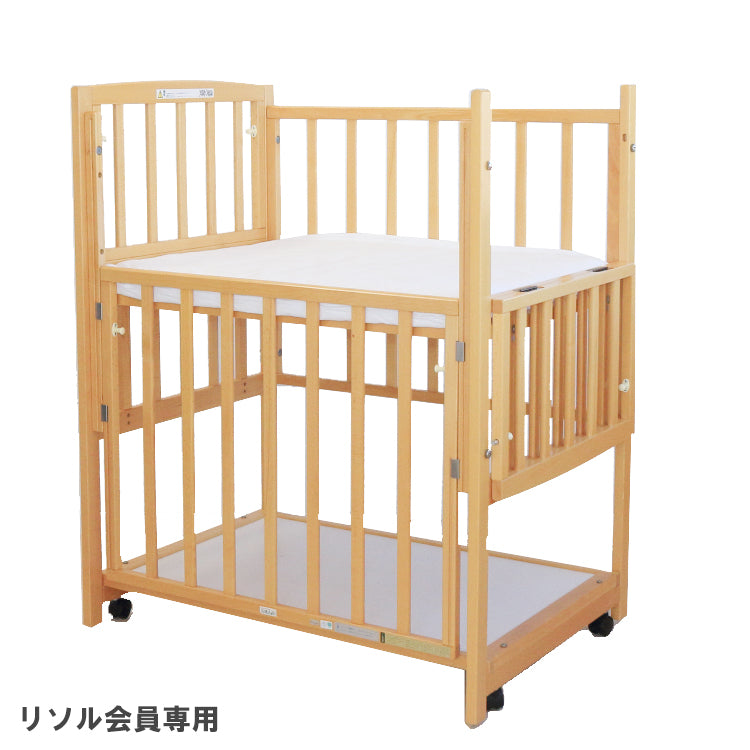 スリーオープンコンパクト柵 ヤマサキ(Yamasaki) ミニサイズベビーベッド【レンタル|リソル会員様限定|マット付|小物置き板付】