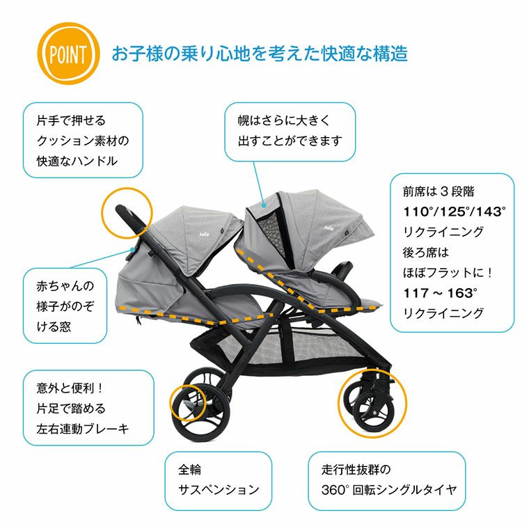 ネット限定1100円OFF レインカバー付 Joie ジョイー エヴァライトデュオ カトージ(KATOJI) 二人乗りベビーカー【レンタル|選べる5色|レインカバー付】
