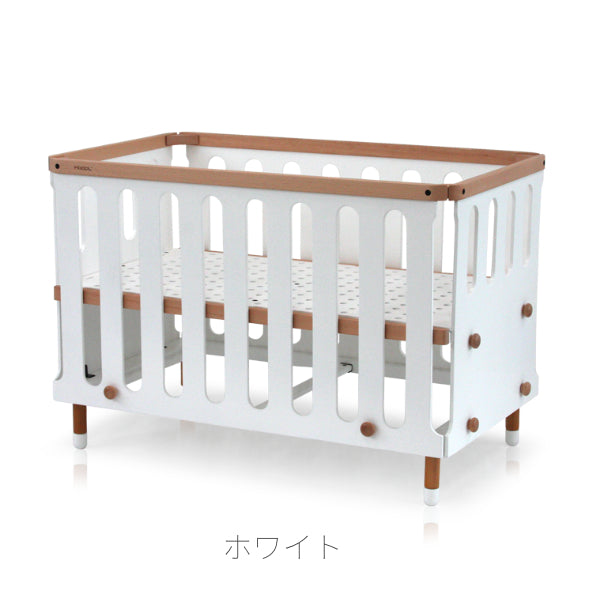 【正規品】HOPPL ホップル ベビーベッド 木製 組み替え可能 キッズベッド対応 新生児～5歳まで使える （キャスター別売）ナチュラルとホワイトの2色展開　PSC・SGマーク取得　出産祝い　贈り物に　添い寝ベッド　子供ベッド　一人寝デビュー　家具